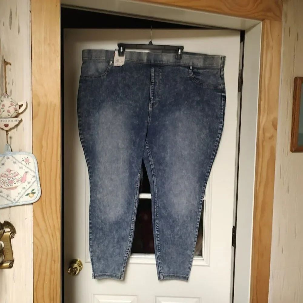 New Terra & Sky Stonewash Skinny High Rise Pull On Jegging Women's 4X 28W/30W